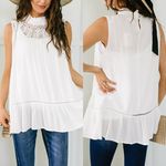 Andthewhy NWT And The Why Sleeveless Mock Neck Blouse Keyhole Back White Size Medium Photo 1