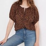 Madewell NWOT Painted Leopard Balloon Sleeve Button-Up Top size small (b3) Photo 0