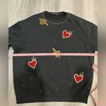 Designer‎ Black Crewneck Sweater with Red and Gold Embellishments Size XL Photo 1