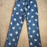 Cider  Denim Jeans with White Heart Pattern Photo 0