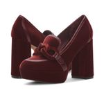 Vince Camuto  Gathie platform loafer clog in red velvet with chunky chain 8.5 Photo 1