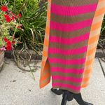 New Maxi Dress Sweater Colorblock Striped Mod Pink Photo 6
