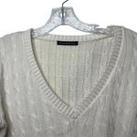 Brandy Melville Cream Cable Knit V-Neck Sweater Soft Cozy Classic Knitwear Baisc Photo 2