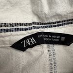 ZARA  Striped V Neck Long Sleeve Tunic Shirt Women M White Navy Blue Photo 2