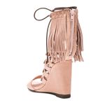 Free People  Solstice Fringe Wedge Blush Size 39 Photo 5