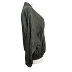 Vintage Imprints 100% Silk Bomber Jacket Olive Green Zip Front Size XL Photo 3