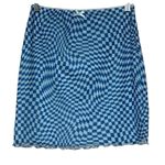 Wild Fable Mini Skirt Womens M Blue Optical Checker Psychedelic Y2K Sheer Lined Photo 0