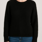 Wild Fable Black Fuzzy Knit Sweater Long Sleeve Crew Neck Size Medium Photo 0