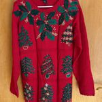 Vintage Work in Progress Christmas Sweater, Embroidered Holiday Tree, Size S/6 Photo 0