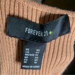 Forever 21 Brown/Tan Ribbed Knit V Neck 3/4 Sleeve Cropped Top size 0X Photo 1