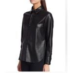 The Kooples  Faux Leather Button Up Blouse Size 2 Black Long Sleeve Photo 8
