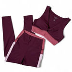 Z Supply Active Set Top and Leggings Colorblock Burgundy Mauve Athleisure Photo 0