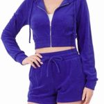 Zenana Outfitters Hoodie Drawstring Short Set. Royal Blue. Small. NWT Photo 2