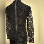 Boohoo EUC  Black Floral Lace Zip Up Long Sleeve Sheer Dress size 6 Photo 6