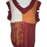 Umgee Wild Ride Red Brick Animal Print V-Neck Vest Size Small Photo 0