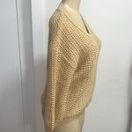 SO NWT  Cable Knit V-Neck Pullover Plush Sweater Camel Tan Sz S Photo 5