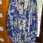 Olrain Beachy Summer Kimono Short Sleeve Sheer Floral Cover Up Size 2X Blue Photo 1