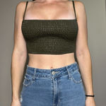 Emory park  Faux Leather Freen Textured Crop Top Size M Photo 0