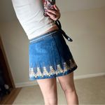 Free People Blue Cream Wrap Mini Skirt Photo 3