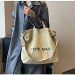 Large Canvas Tote‎ Bag Gray Shoulder Messenger Crossbody Casual Everyday Travel Photo 9