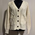 None EUC Vintage 100% Acrylic Cream Cable Knit Cardigan size medium Photo 0