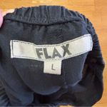 Flax  Black 100% Linen Lagenlook Coastal Resortwear Pull On Ankle Slit Pants L Photo 4