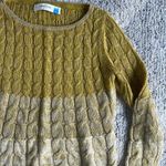 Anthropologie  Sparrow Ombre Cable Knit Crewneck Sweater Size Small Yellow Green Photo 5