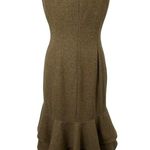Ralph Lauren Lauren Wool Blend Midi Dress Herringbone Ruffled Hem NEW Womens 8 Photo 6