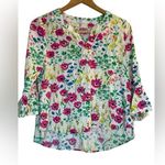 Crown & Ivy  Floral Boho Peasant Blouse Top Small Petite Flower Garden Party Photo 0