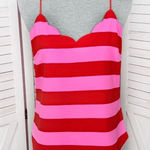 J.Crew Scalloped Striped Cami Halter Tank Top Shirt Pink Red 4 Photo 0