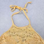 H&M  Yellow Lace Crochet Eyelet Halter Tie Padded Bikini Bralette Swim Top 6 Photo 2