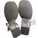 Vtg Y2K Soda Silver Holographic Flower Applique Chunky Clear Heel Sandals Sz 8.5 Photo 3