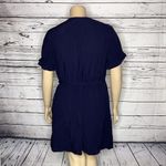 Gap NWT Size XXL Navy Blue 100% Rayon Ruffle Sleeve True Wrap Dress Photo 3