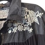 Lucky and Blessed Embroidered Western Style Maxi duster SHEER Poet Sleeve Black Size XL Photo 3