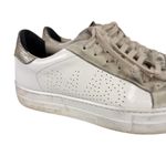 P448 Thea Platform Sneakers White Leather Metallic Heel Size 38/ US 7.5/8 Photo 5