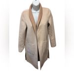 Banana Republic  Wool Reversible Car Coat XS Open Pockets Shawl Collar Tan Cream Photo 3