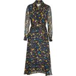 Equipment  Silk Chiffon Vivienne Wrap Effect Floral Midi Dress Black Size 8 Photo 4