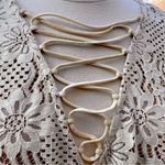 Entro  Top Floral Lace Mesh Cream Lace-Up Bell Sleeve Blouse Photo 11