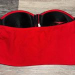 Timing  Red Corset Top with Black Lace Trim & Silver Rhinestones - Size Large Photo 1