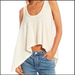 Free People 🆕 Sing La La Scoop Neck Sleeveless
Asymmetrical Hem Knit Ivory TankXS Photo 2