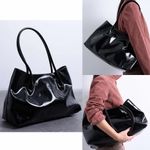 Topshop ASOS-  black patent faux leather large shoulder bag tote Photo 1
