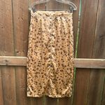 ZARA Floral Satin Peach Midi Skirt Sz M NWT Photo 1