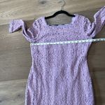 Adrianna Papell  Lilac Light Purple Lace Quarter Sleeve High Neck Formal Dress 14 Photo 3