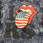 The Rolling Stones  Acid Wash Denim Jacket American Flag Tongue‎ Logo Size M Photo 7