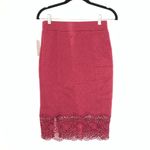 Free People Storyteller Crochet Lace Trim Quilted Pencil Skirt Burgundy Size XS Photo 1