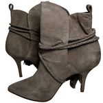 Schutz Women’s 8.5 Mouse Light Gray Fadhila Suede Tassel Wrap Heels Bootie Boots Photo 1