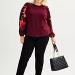 Nine West NWT Women’s  Blouse Size XL Long Puff Sleeve Crewneck Retail $29.99 Photo 10