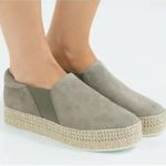Vince  Sneakers Womens 8M Gray Beige Wilden Suede Leather Platform Espadrille Photo 13
