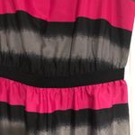 Loft  striped summer medium petite dress pink black grey‎ Photo 2