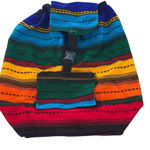 Backpack Unisex Large Rainbow Striped Tribal Print Lightweight Drawstring Boho Blue Photo 0